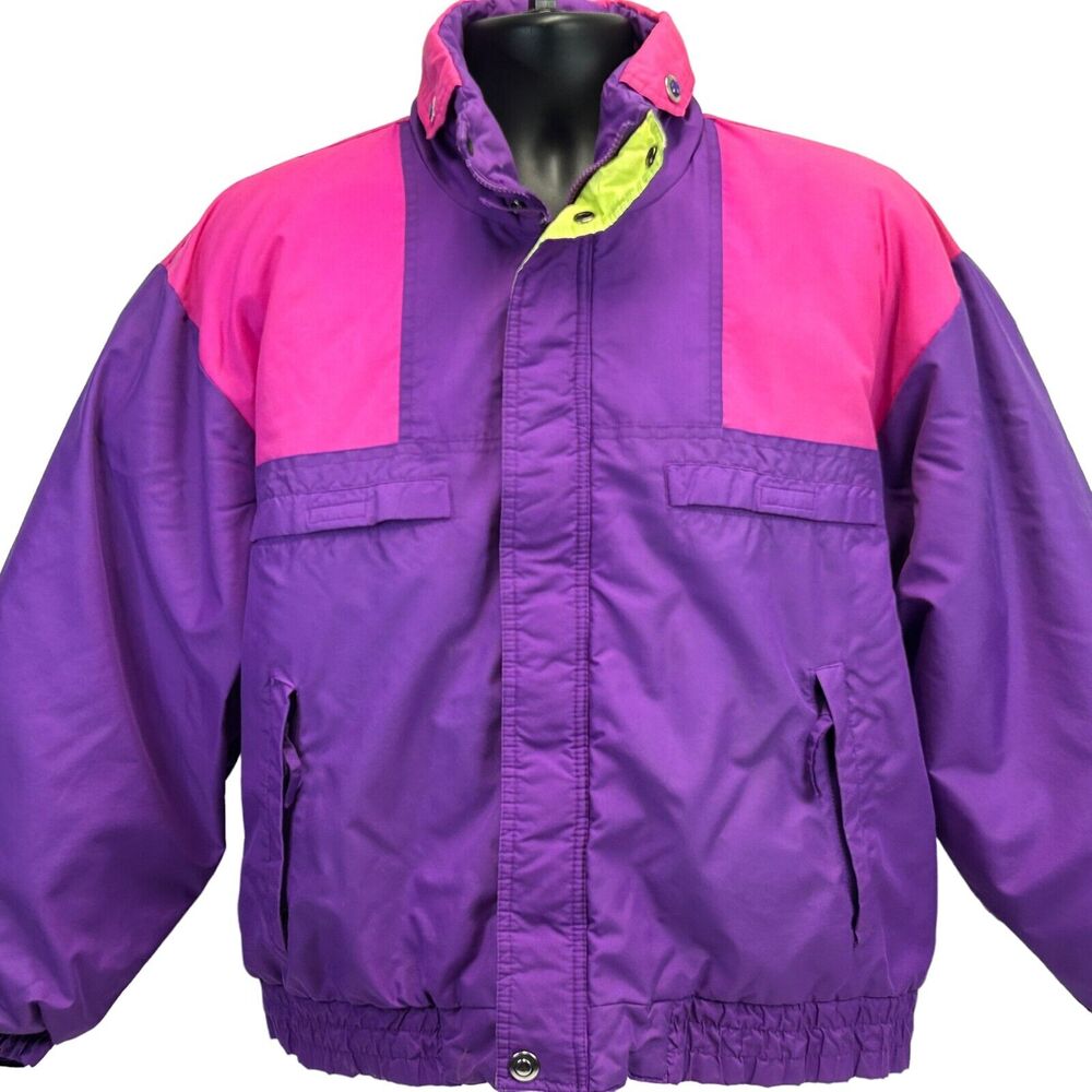 Vintage 90s Steep Slopes Ski Snow Jacket Coat Skier Skiing Purple Mens L Large